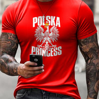 Męski Polski Orzeł Herb Art Print Casual T-Shirt