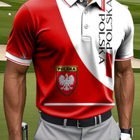 Męska odznaka z polskim orłem spliced Art Print Casual Business Polo Shirt