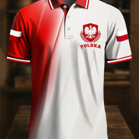 Retro Polska Flaga Orła Godło Art Print Casual Koszulka polo
