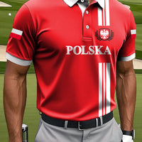 Męska koszulka polo z godłem z flagą orła artystycznego w stylu casual Business