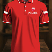 Retro polska flaga godło artystyczny nadruk na co dzień koszulka polo