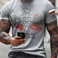 Męski Vintage Polski Patriot Tough as Steel Art Print Casual T-Shirt