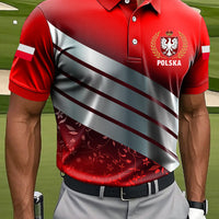 Męska koszulka polo z godłem w paski z nadrukiem Casual Business Polo