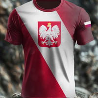 Vintage Polski Orzeł Flaga Patriot Art Print Casual T-Shirt