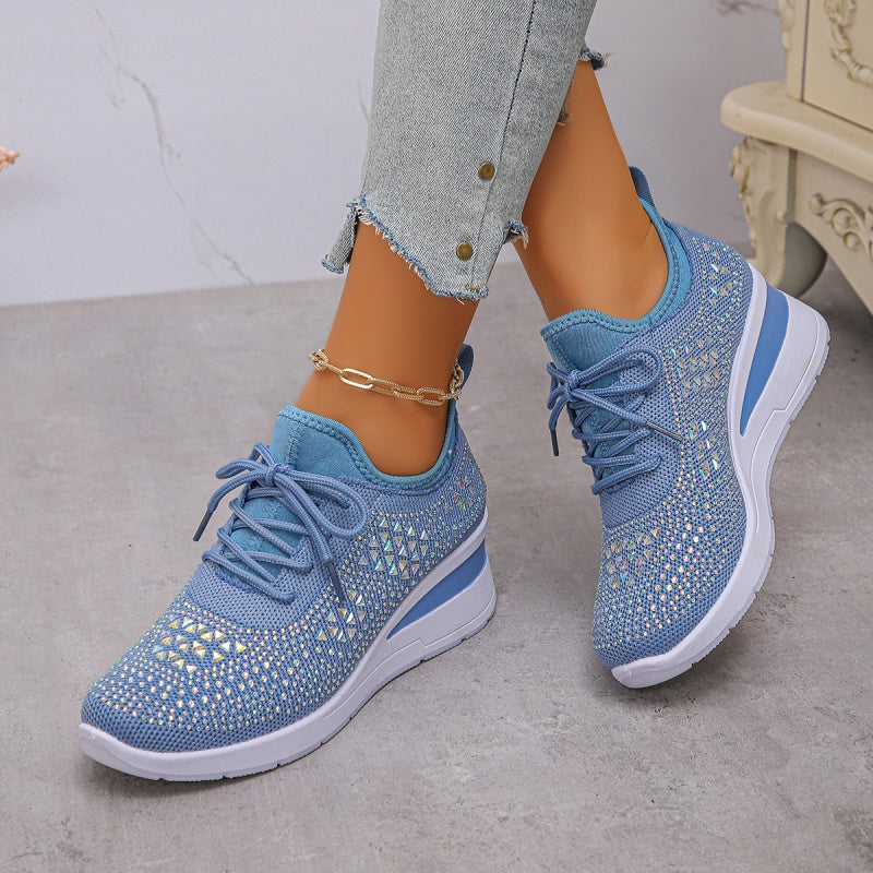 🏃👟Sneakersy z oddychającej siateczki, ozdobione kryształkami