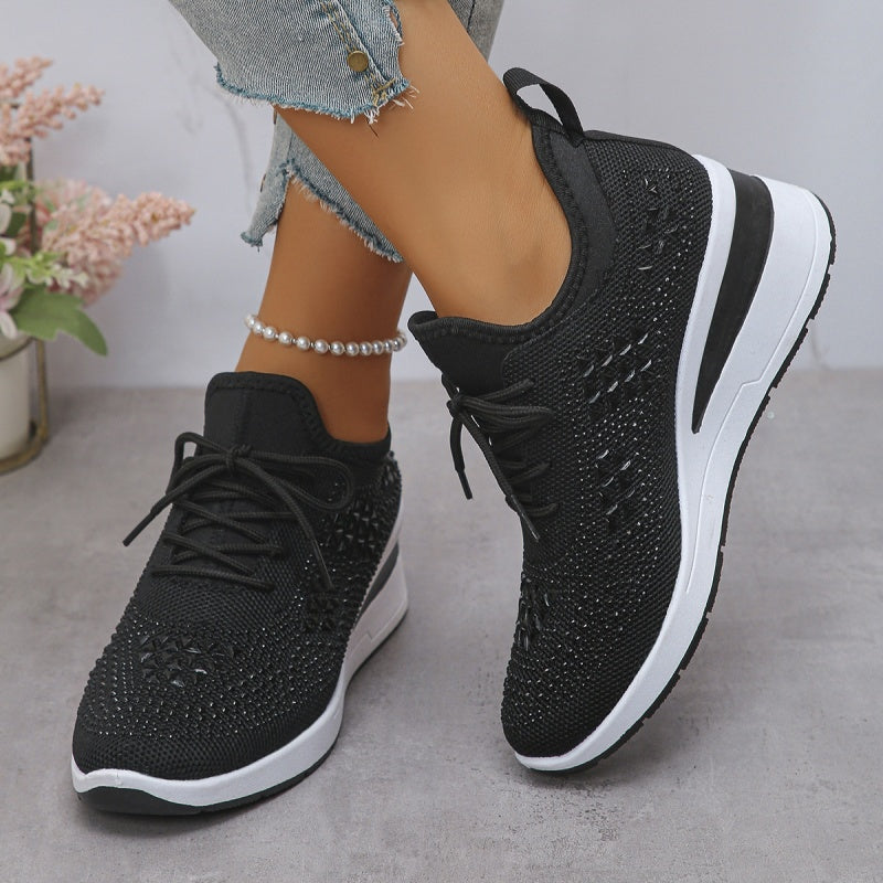 🏃👟Sneakersy z oddychającej siateczki, ozdobione kryształkami