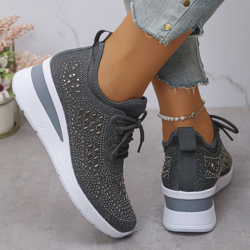 🏃👟Sneakersy z oddychającej siateczki, ozdobione kryształkami