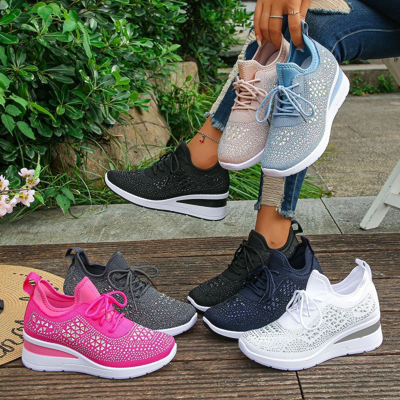 🏃👟Sneakersy z oddychającej siateczki, ozdobione kryształkami