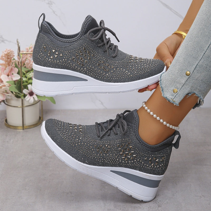 🏃👟Sneakersy z oddychającej siateczki, ozdobione kryształkami