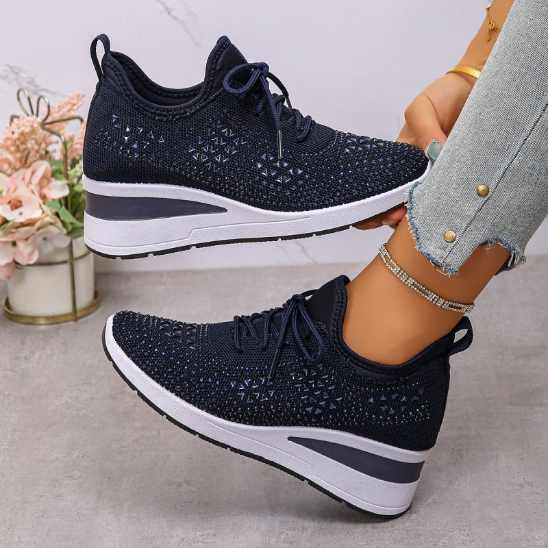 🏃👟Sneakersy z oddychającej siateczki, ozdobione kryształkami