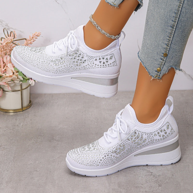 🏃👟Sneakersy z oddychającej siateczki, ozdobione kryształkami