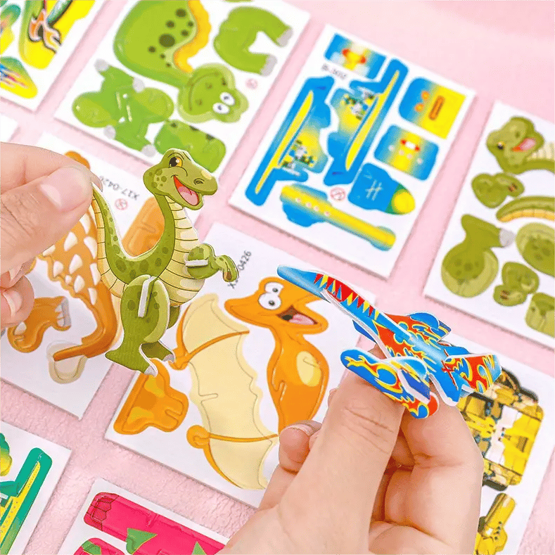 Edukacyjne puzzle 3D z kreskówkami