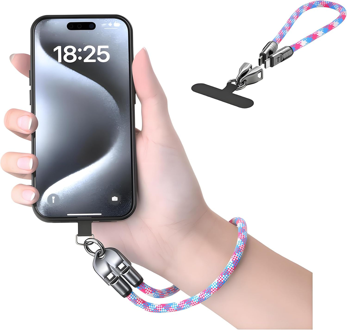 🔥📱 2 w 1 smycz do telefonu komórkowego, kabel do szybkiego ładowania i transmisji danych