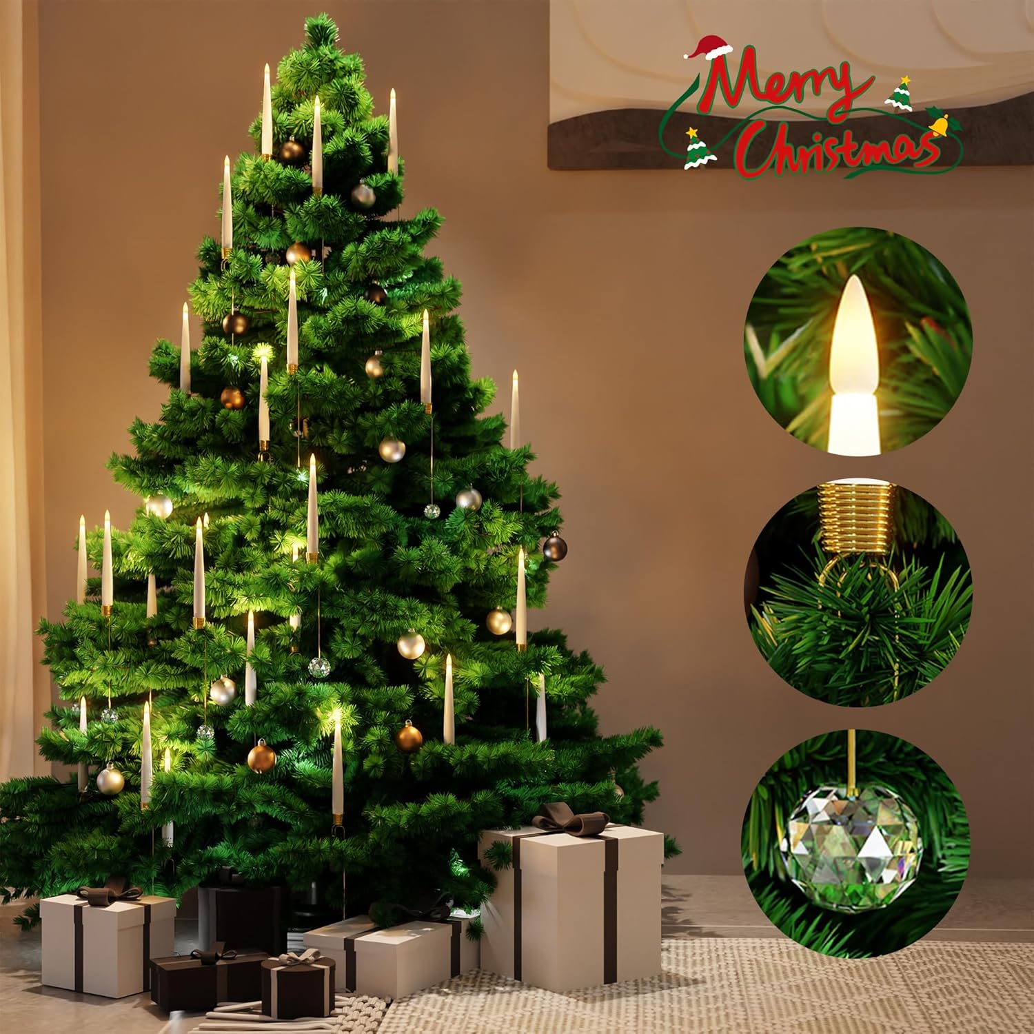 🎁Wyprzedaż: 49% zniżki🎄Choinkowa świeczka LED przezroczysta kryształowa bombka🕯️