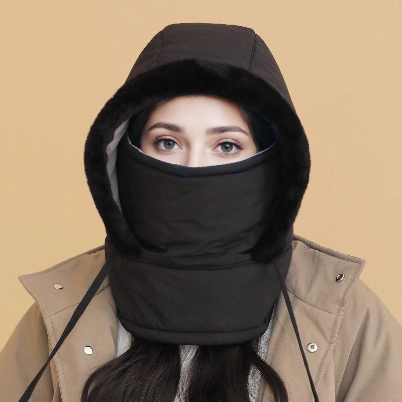 Czapka termiczna unisex z grubszym materiałem, polarową podszewką i dołączoną osłoną na twarz❄️