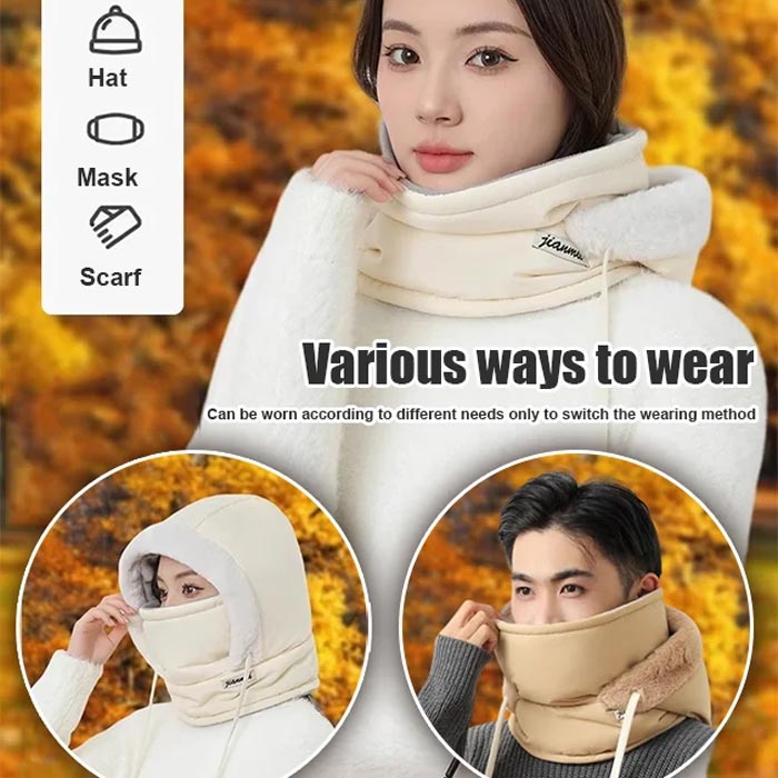 Czapka termiczna unisex z grubszym materiałem, polarową podszewką i dołączoną osłoną na twarz❄️