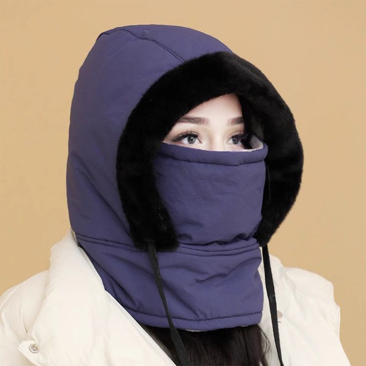 Czapka termiczna unisex z grubszym materiałem, polarową podszewką i dołączoną osłoną na twarz❄️