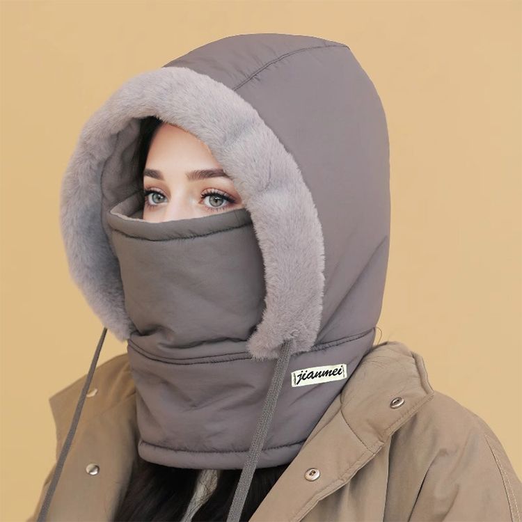Czapka termiczna unisex z grubszym materiałem, polarową podszewką i dołączoną osłoną na twarz❄️