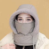 Czapka termiczna unisex z grubszym materiałem, polarową podszewką i dołączoną osłoną na twarz❄️