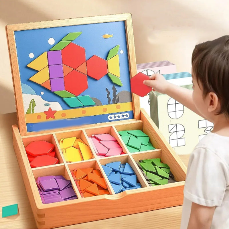 🎄Idealny prezent świąteczny🎁 Drewniany zestaw puzzli magnetycznych🧠🧩