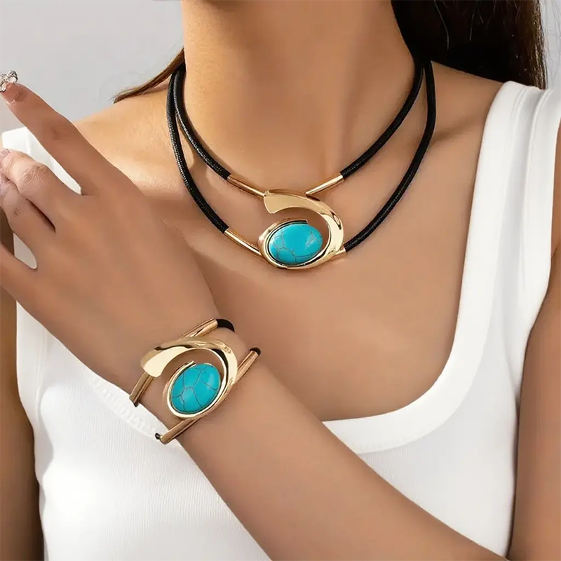 Zestaw naszyjnika i bransoletki w stylu vintage boho📿