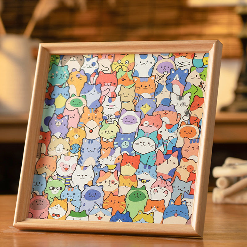 🐱Drewniana ramka na zdjęcia w kształcie puzzli z kotem, do samodzielnego pomalowania🧩
