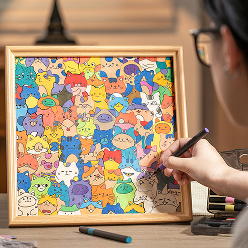 🐱Drewniana ramka na zdjęcia w kształcie puzzli z kotem, do samodzielnego pomalowania🧩