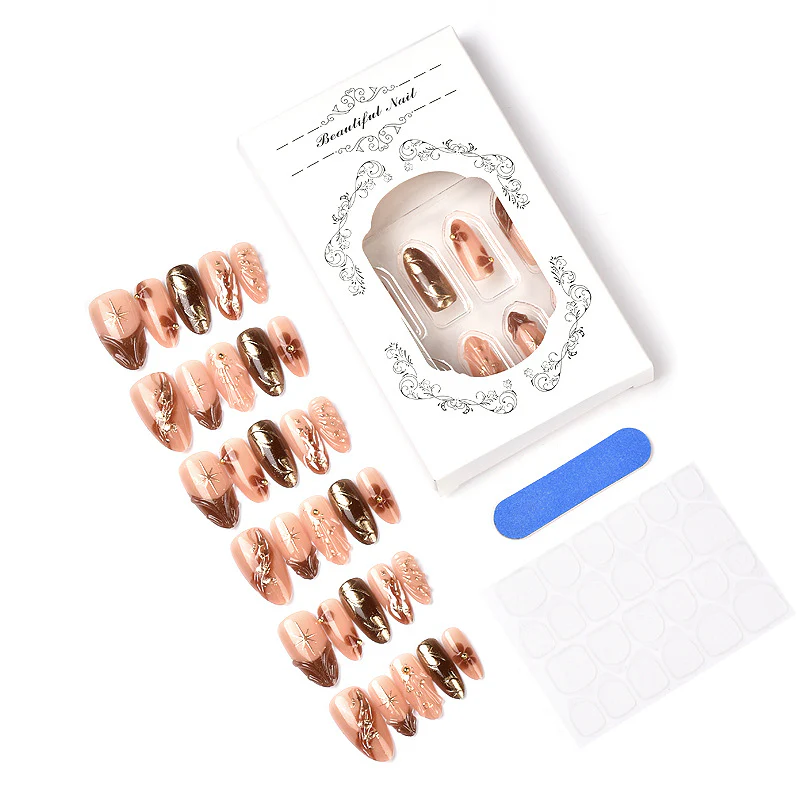 💅 Zestaw 30 ręcznie wykonanych sztucznych paznokci w kształcie migdała