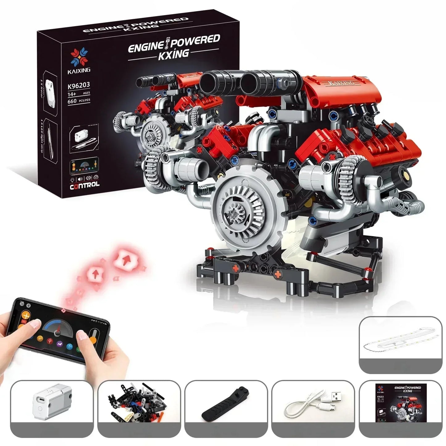 Model silnika V8 do samodzielnego montażu / w pełni przegubowy