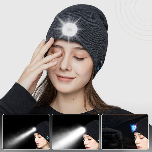Latarka czołowa LED Odpinany zestaw słuchawkowy Bluetooth Dzianinowa czapka