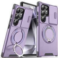 Etui magnetyczne 3 w 1 dla Samsunga – podstawka Snap & Go + podwyższona osłona aparatu + pełna ochrona.