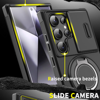 Etui magnetyczne 3 w 1 dla Samsunga – podstawka Snap & Go + podwyższona osłona aparatu + pełna ochrona.
