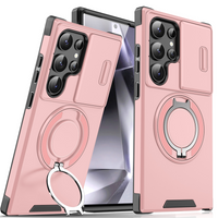 Etui magnetyczne 3 w 1 dla Samsunga – podstawka Snap & Go + podwyższona osłona aparatu + pełna ochrona.